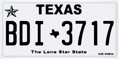 TX license plate BDI3717