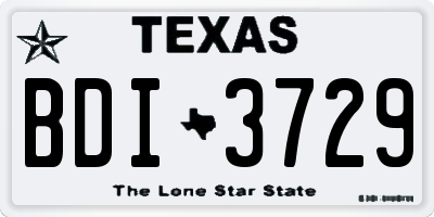 TX license plate BDI3729