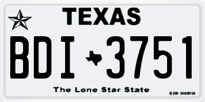 TX license plate BDI3751