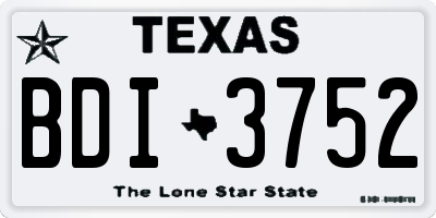 TX license plate BDI3752
