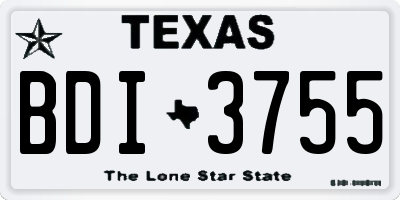 TX license plate BDI3755