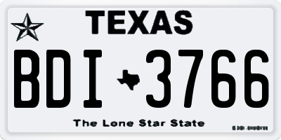 TX license plate BDI3766