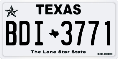 TX license plate BDI3771
