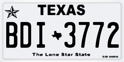 TX license plate BDI3772