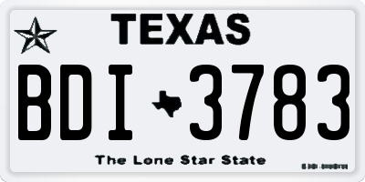 TX license plate BDI3783