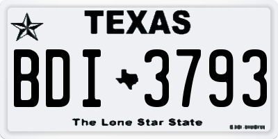 TX license plate BDI3793