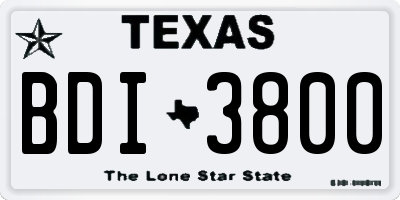 TX license plate BDI3800