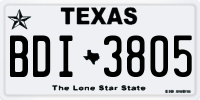 TX license plate BDI3805