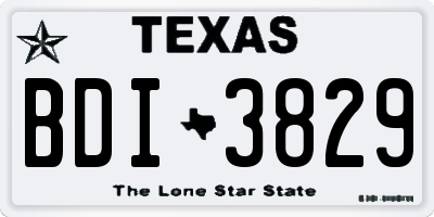 TX license plate BDI3829
