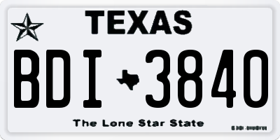 TX license plate BDI3840