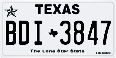 TX license plate BDI3847