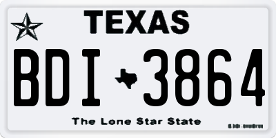 TX license plate BDI3864