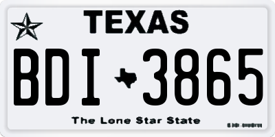 TX license plate BDI3865