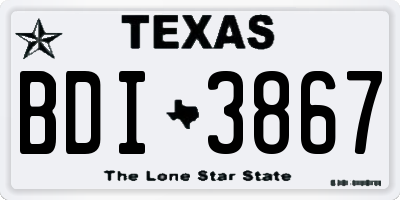 TX license plate BDI3867