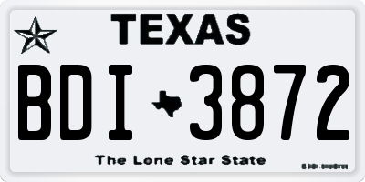 TX license plate BDI3872