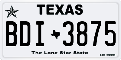 TX license plate BDI3875