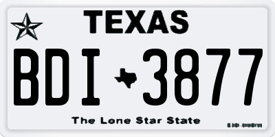 TX license plate BDI3877