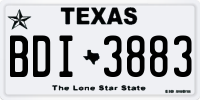 TX license plate BDI3883