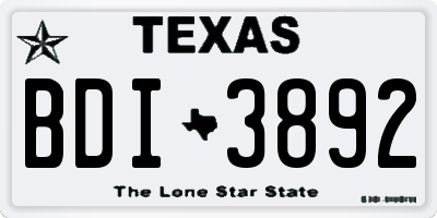 TX license plate BDI3892