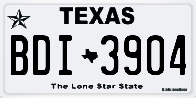TX license plate BDI3904