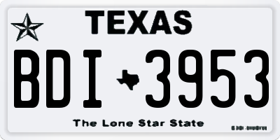 TX license plate BDI3953