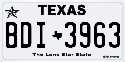 TX license plate BDI3963