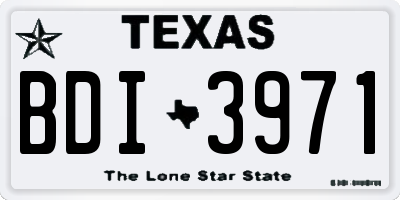 TX license plate BDI3971