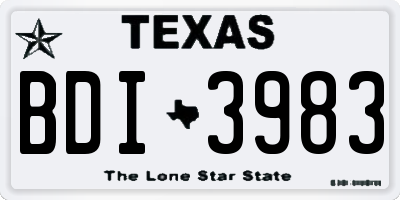 TX license plate BDI3983