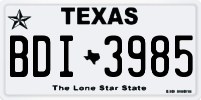 TX license plate BDI3985