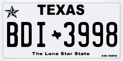 TX license plate BDI3998