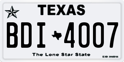 TX license plate BDI4007