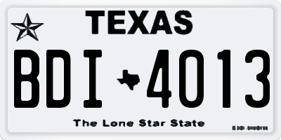 TX license plate BDI4013