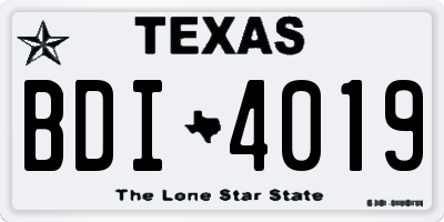 TX license plate BDI4019