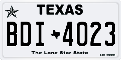 TX license plate BDI4023