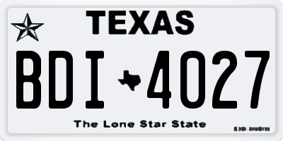 TX license plate BDI4027
