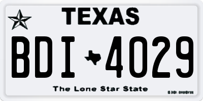 TX license plate BDI4029