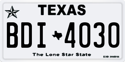 TX license plate BDI4030
