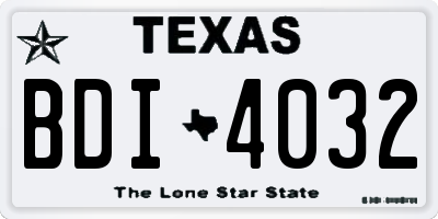 TX license plate BDI4032