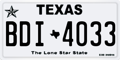 TX license plate BDI4033