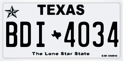 TX license plate BDI4034