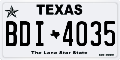 TX license plate BDI4035