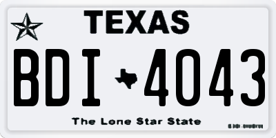 TX license plate BDI4043
