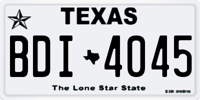 TX license plate BDI4045