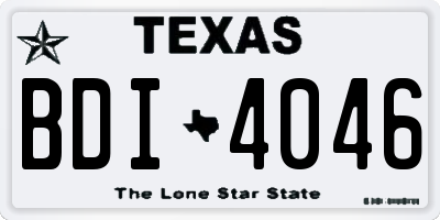TX license plate BDI4046