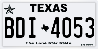 TX license plate BDI4053