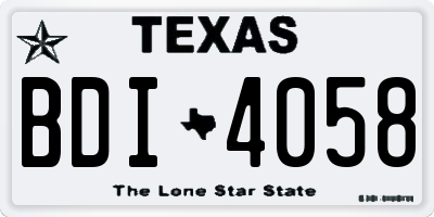 TX license plate BDI4058