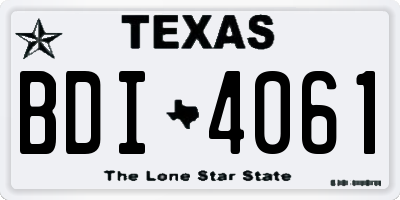TX license plate BDI4061