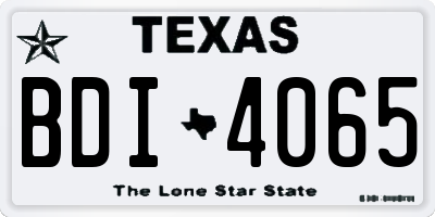 TX license plate BDI4065