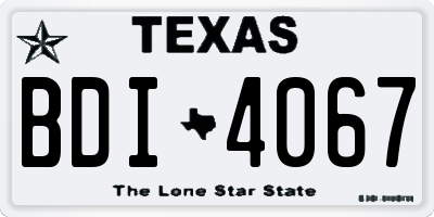 TX license plate BDI4067