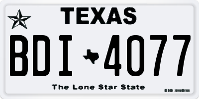 TX license plate BDI4077